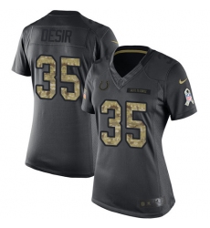 Women's Nike Indianapolis Colts #35 Pierre Desir Limited Black 2016 Salute to Service NFL Jersey