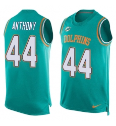 Men's Nike Miami Dolphins #44 Stephone Anthony Limited Aqua Green Player Name & Number Tank Top NFL Jersey