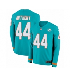 Men's Nike Miami Dolphins #44 Stephone Anthony Limited Aqua Therma Long Sleeve NFL Jersey
