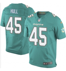 Men's Nike Miami Dolphins #45 Mike Hull Elite Aqua Green Team Color NFL Jersey