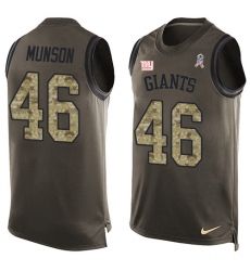 Men's Nike New York Giants #46 Calvin Munson Limited Green Salute to Service Tank Top NFL Jersey