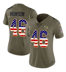 Women's Nike New York Giants #46 Calvin Munson Limited Olive/USA Flag 2017 Salute to Service NFL Jersey