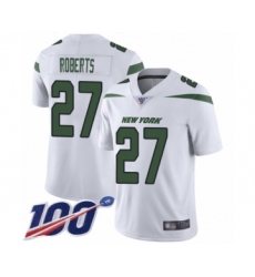 Men's New York Jets #27 Darryl Roberts White Vapor Untouchable Limited Player 100th Season Football Jersey