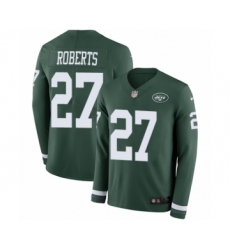 Men's Nike New York Jets #27 Darryl Roberts Limited Green Therma Long Sleeve NFL Jersey