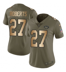 Women's Nike New York Jets #27 Darryl Roberts Limited Olive/Gold 2017 Salute to Service NFL Jersey