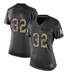 Women's Nike New York Jets #32 Juston Burris Limited Black 2016 Salute to Service NFL Jersey
