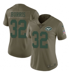 Women's Nike New York Jets #32 Juston Burris Limited Olive 2017 Salute to Service NFL Jersey