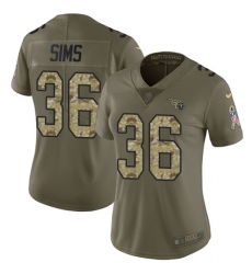 Women's Nike Tennessee Titans #36 LeShaun Sims Limited Olive/Camo 2017 Salute to Service NFL Jersey
