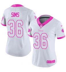 Women's Nike Tennessee Titans #36 LeShaun Sims Limited White/Pink Rush Fashion NFL Jersey