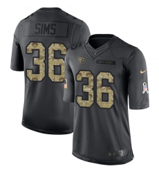 Youth Nike Tennessee Titans #36 LeShaun Sims Limited Black 2016 Salute to Service NFL Jersey