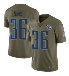 Youth Nike Tennessee Titans #36 LeShaun Sims Limited Olive 2017 Salute to Service NFL Jersey