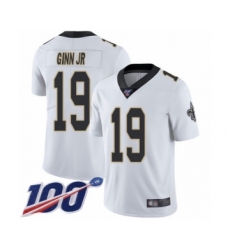 Men's New Orleans Saints #19 Ted Ginn Jr White Vapor Untouchable Limited Player 100th Season Football Jersey