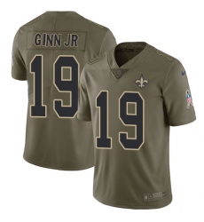 Men's Nike New Orleans Saints #19 Ted Ginn Jr Limited Olive 2017 Salute to Service NFL Jersey