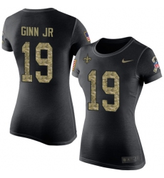 Women's Nike New Orleans Saints #19 Ted Ginn Jr Black Camo Salute to Service T-Shirt