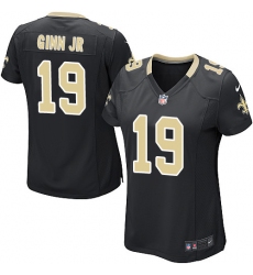 Women's Nike New Orleans Saints #19 Ted Ginn Jr Game Black Team Color NFL Jersey
