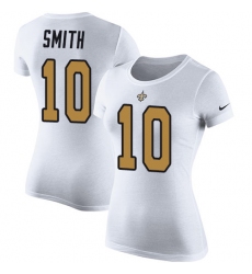 NFL Women's Nike New Orleans Saints #10 Tre'Quan Smith White Rush Pride Name & Number T-Shirt