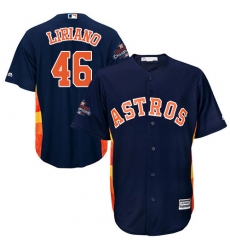 Men's Majestic Houston Astros #46 Francisco Liriano Replica Navy Blue Alternate 2017 World Series Champions Cool Base MLB Jersey