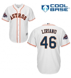 Men's Majestic Houston Astros #46 Francisco Liriano Replica White Home 2017 World Series Champions Cool Base MLB Jersey