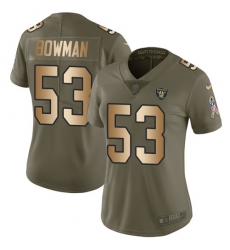 Women's Nike Oakland Raiders #53 NaVorro Bowman Limited Olive/Gold 2017 Salute to Service NFL Jersey