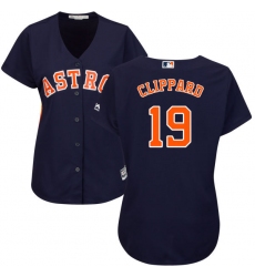 Women's Majestic Houston Astros #19 Tyler Clippard Replica Navy Blue Alternate Cool Base MLB Jersey