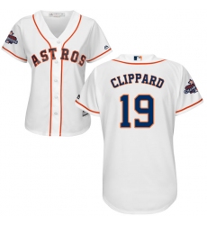 Women's Majestic Houston Astros #19 Tyler Clippard Replica White Home 2017 World Series Champions Cool Base MLB Jersey