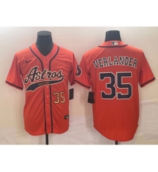 Men's Houston Astros #35 Justin Verlander Number With Patch Cool Base Stitched Baseball Jersey