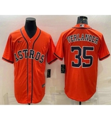 Men's Houston Astros #35 Justin Verlander Orange Stitched MLB Cool Base Nike Jersey