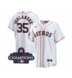 Men's Houston Astros #35 Justin Verlander White 2022 World Series Champions Home Stitched Baseball Jersey