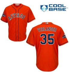 Youth Majestic Houston Astros #35 Justin Verlander Replica Orange Alternate 2017 World Series Champions Cool Base MLB Jersey