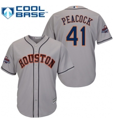 Men's Majestic Houston Astros #41 Brad Peacock Replica Grey Road 2017 World Series Champions Cool Base MLB Jersey