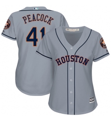 Women's Majestic Houston Astros #41 Brad Peacock Replica Grey Road Cool Base MLB Jersey