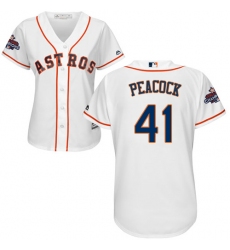 Women's Majestic Houston Astros #41 Brad Peacock Replica White Home 2017 World Series Champions Cool Base MLB Jersey