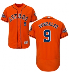 Men's Majestic Houston Astros #9 Marwin Gonzalez Authentic Orange Alternate 2017 World Series Champions Flex Base MLB Jersey