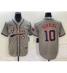 Men's Houston Astros #10 GrayYuli Gurriel Gray Cool Base Stitched Baseball Jersey