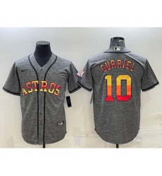 Men's Houston Astros #10 Yuli Gurriel Grey With Patch Cool Base Stitched Baseball Jersey