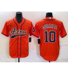 Men's Houston Astros #10 Yuli Gurriel Orange Cool Base Stitched Baseball Jersey