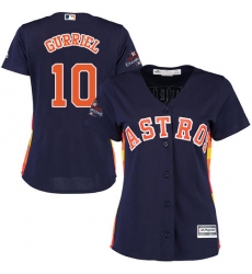 Women's Majestic Houston Astros #10 Yuli Gurriel Replica Navy Blue Alternate 2017 World Series Champions Cool Base MLB Jersey