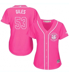 Women's Majestic Houston Astros #53 Ken Giles Replica Pink Fashion Cool Base MLB Jersey