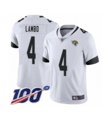 Men's Jacksonville Jaguars #4 Josh Lambo White Vapor Untouchable Limited Player 100th Season Football Jersey