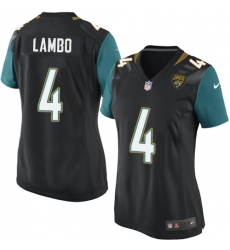 Women's Nike Jacksonville Jaguars #4 Josh Lambo Game Black Alternate NFL Jersey