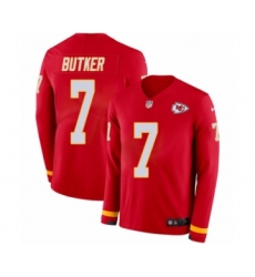 Men's Nike Kansas City Chiefs #7 Harrison Butker Limited Red Therma Long Sleeve NFL Jersey
