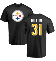 NFL Nike Pittsburgh Steelers #31 Mike Hilton Black Name & Number Logo T-Shirt