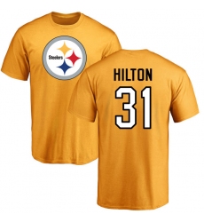 NFL Nike Pittsburgh Steelers #31 Mike Hilton Gold Name & Number Logo T-Shirt