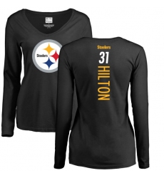 NFL Women's Nike Pittsburgh Steelers #31 Mike Hilton Black Backer Slim Fit Long Sleeve T-Shirt