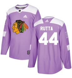 Men's Adidas Chicago Blackhawks #44 Jan Rutta Authentic Purple Fights Cancer Practice NHL Jersey