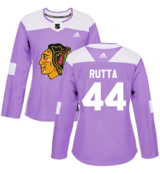 Women's Adidas Chicago Blackhawks #44 Jan Rutta Authentic Purple Fights Cancer Practice NHL Jersey