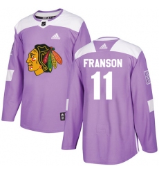 Youth Adidas Chicago Blackhawks #11 Cody Franson Authentic Purple Fights Cancer Practice NHL Jersey