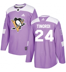 Youth Adidas Pittsburgh Penguins #24 Jarred Tinordi Authentic Purple Fights Cancer Practice NHL Jersey