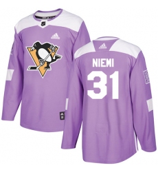 Youth Adidas Pittsburgh Penguins #31 Antti Niemi Authentic Purple Fights Cancer Practice NHL Jersey