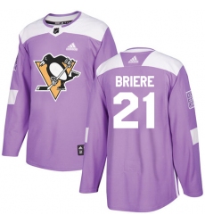 Men's Adidas Pittsburgh Penguins #21 Michel Briere Authentic Purple Fights Cancer Practice NHL Jersey